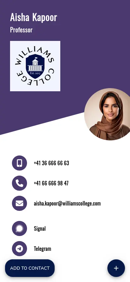 Digital business card example  #4, created with WpBusinessCard plugin