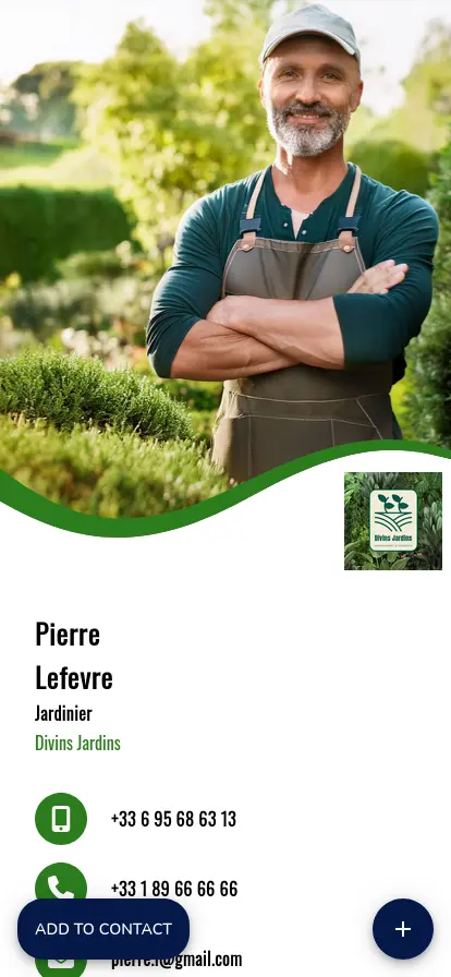 Digital business card example  #5, created with WpBusinessCard plugin