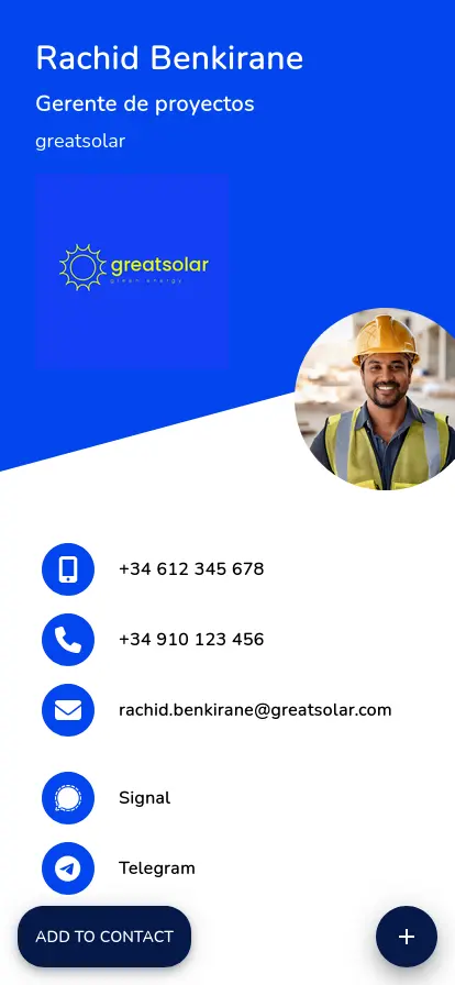 Digital business card example  #8, created with WpBusinessCard plugin