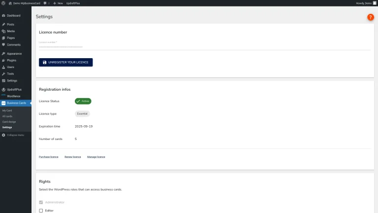 #1 Setting Up WpBusinessCard - WordPress business cards plugin